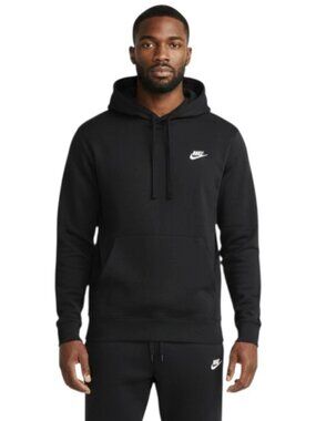 Nike Club Fleece 2 PC Sweatsuit Mens Size M Open Hem Tracksuit Black NSW NWT